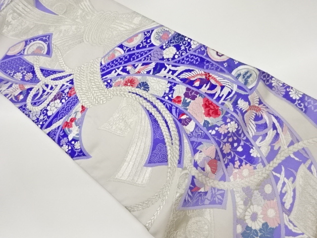 JAPANESE KIMONO / VINTAGE FUKURO OBI / WOVEN PHOENIX & FLOWERS